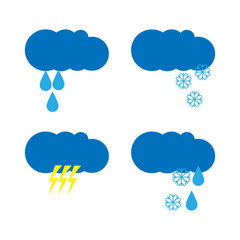 Vector illustration. Set of weather icons. Flat style