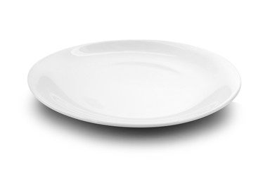 white plate on white background.