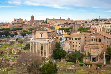 Fototapeta na wymiar The Roman Forum, city square in ancient Rome, Italy