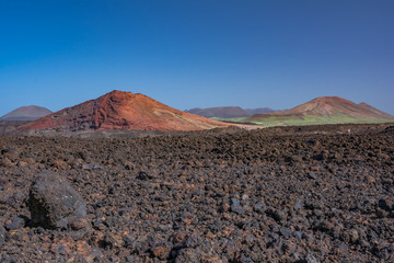Beautiful landscape with volcano in Lanzarote, Canary Islands in Spain.