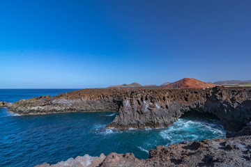 Fototapeta na wymiar Hervideros cliff in Lanzarote, Canary Islands.