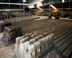 Bricks drying in factory
