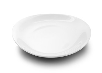 white plate on white background.