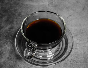 black coffee in a coffee cup top view isolated on white background. with clipping path.