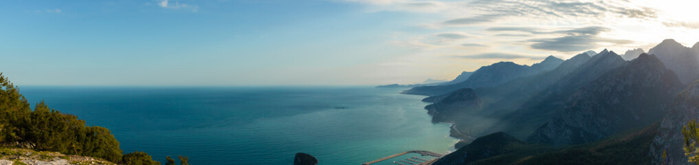 Fototapeta premium mountain and sea panorama from antalya city, turkey