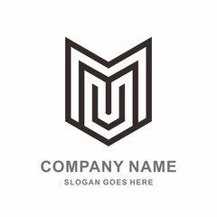 Monogram Letter M & U Business Company Vector Logo Design