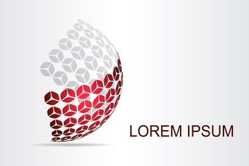 Abstract technology logo stylized spherical surface with abstract shapes. This logo is suitable for global company, world technologies, media and publicity agencies 