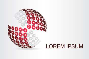 Abstract technology logo stylized spherical surface with abstract shapes. This logo is suitable for global company, world technologies, media and publicity agencies 