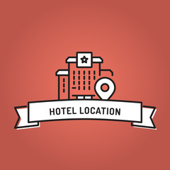 HOTEL LOCATION LINE ICON SET