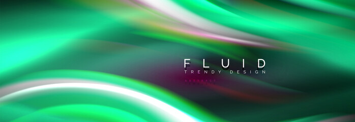 Fluid color neon wave lines background, neon liquid color futuristic paint template