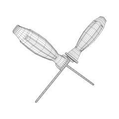 Crosshead screwdriver. Handyman tool for home repair. Maintenance themed abstract model wireframe low poly mesh vector illustration