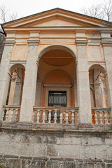 Fototapeta premium Panoramic view of the ascent of the seventeenth-century fourteen chapels, with the representation of the Via Crucis, of the 