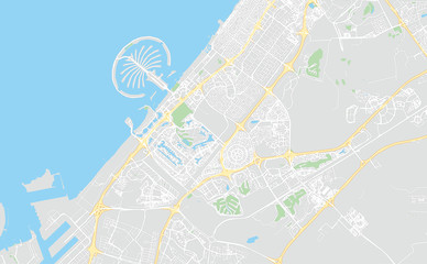 Fototapeta na wymiar Dubai, UAE, classic colors, printable map