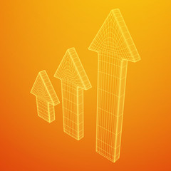 Arrow wireframe low poly mesh vector illustration