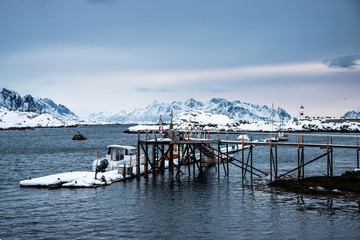 port of Kabelvag at sunrise, Lofotten Islands, Norway