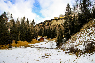 Winter in the Alps with snow in Sudtirol