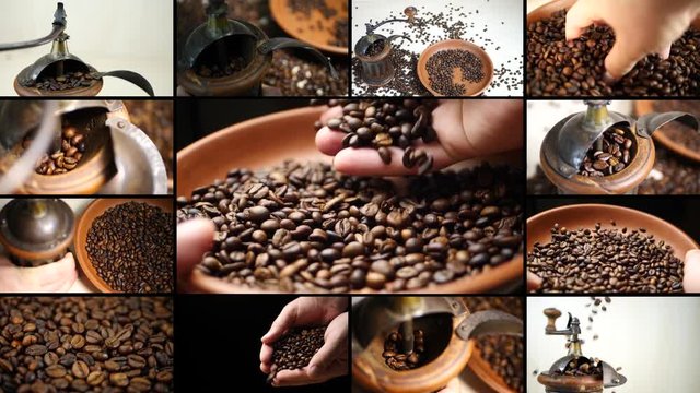 Coffee grinder with coffee beans