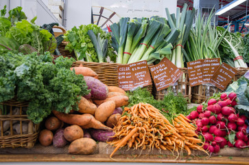 Barraca de verduras e legumes