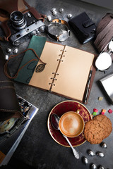 Flat lay still life travel items