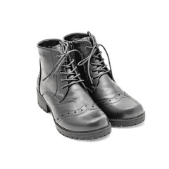 Black Leather Boots isolated on white