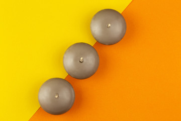 Top view of colored candles on a colorful background