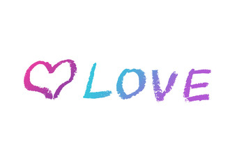 love lipstick trendy gradient lettering isolated on white background. love inscription