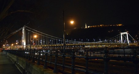 Fototapeta na wymiar Night promenade, night city. Budapest. Hungary 