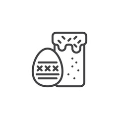 Easter cake and egg line icon. linear style sign for mobile concept and web design. Easter egg and cake outline vector icon. Symbol, logo illustration. Pixel perfect vector graphics