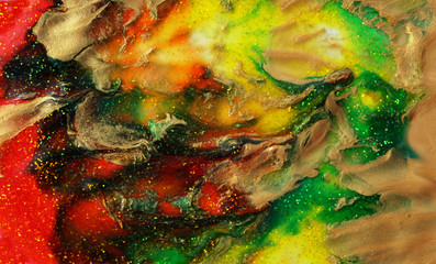 Obraz na płótnie Canvas Abstract color background. Acrylic paint with sparkles. Colorful blots.