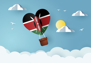 Heart air balloon with Flag of Kenya for independence day or something similar