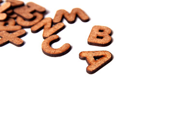 wooden cubes for the training and development of the child on a white background. child development concept. copy space for you text