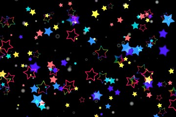 Fototapeta na wymiar Multicolored stars on a black background.