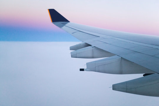Wing and Engines of Jet in Flight