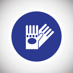 Safety gloves sign on blue background icon