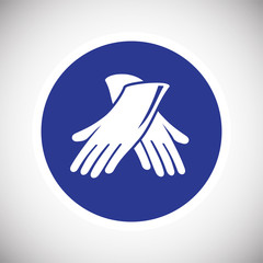 Safety gloves sign on blue background icon