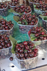 Mercato della frutta della verdura e del pesce Ventimiglia ciliegie