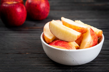 fresh red apples sliced bowl