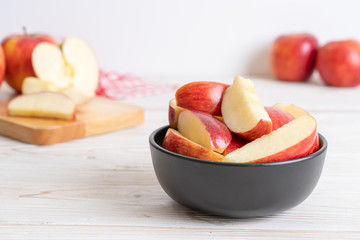 fresh red apples sliced bowl