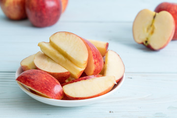 fresh red apples sliced bowl