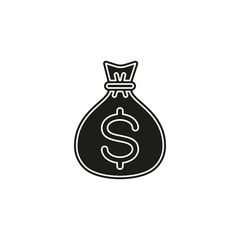money bag icon - vector dollar sign - banking cash - finance investment icon
