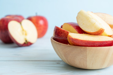 fresh red apples sliced bowl