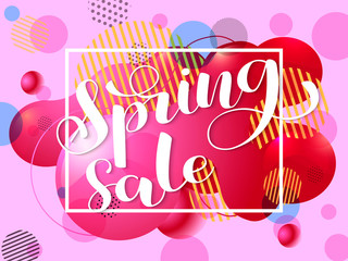 Spring sale brush lettering. Vector illustration