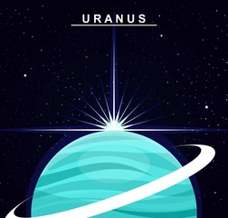 Image of the planet Uranus. The seventh planet of the solar system. Science and education. Flat style. Cartoon.