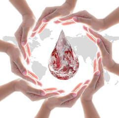 World blood donor day and National blood donor month for donation charity concept. Element of this...