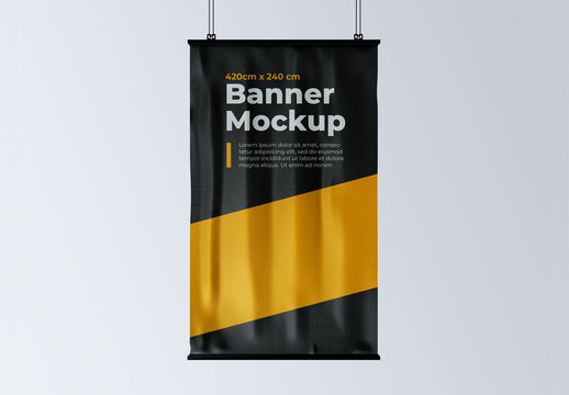 Vertical Hanging Banner Mockup