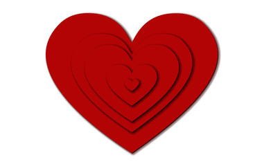 Vector illustration of decorative Valentines Day heart. Abstract, red background. Symbol of love and romance  