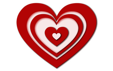 Vector illustration of decorative Valentines Day heart. Abstract, red background. Symbol of love and romance  