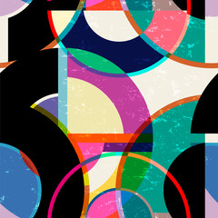 seamless abstract geometric background pattern, retro/vintage style, with cirles, strokes and splashes