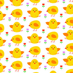 Easter chick pattern on white