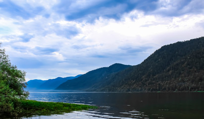 Lake in the mountains with cold water